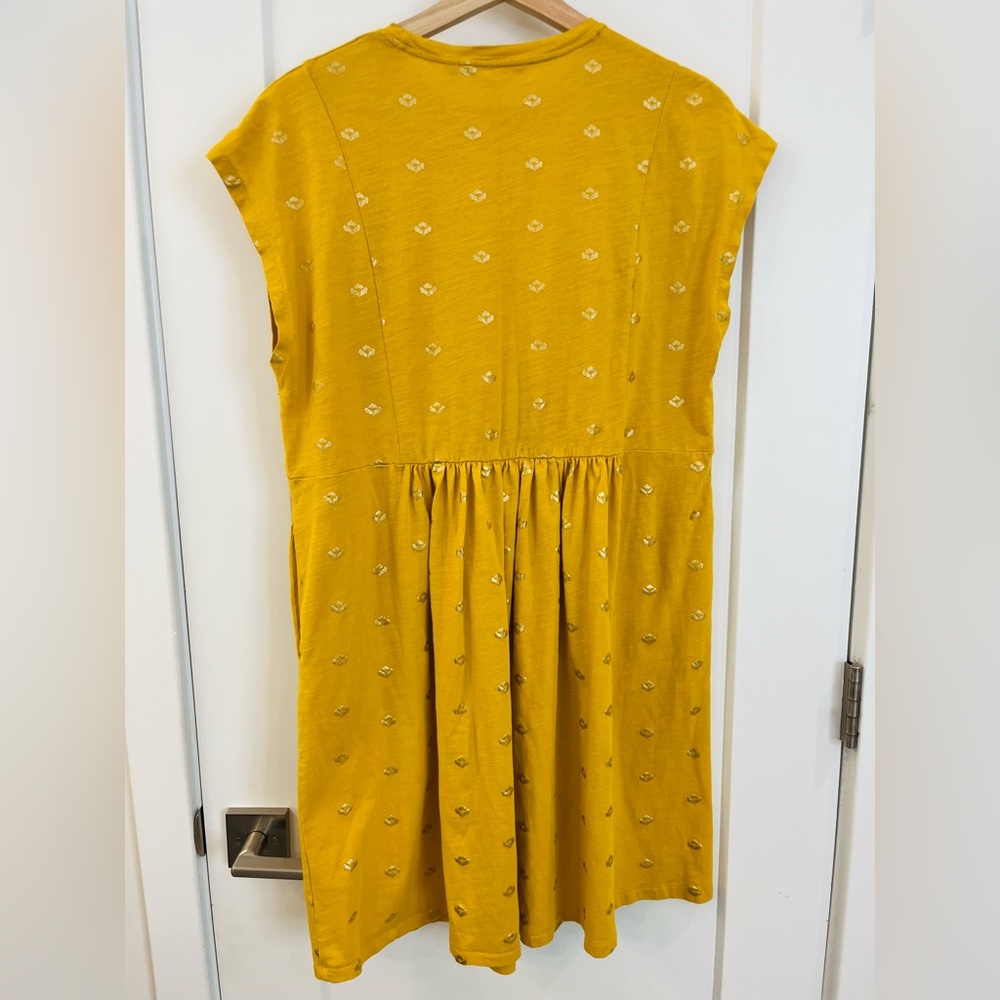 Boden Jersey Dress - Mustard with Gold Foil Floral Pattern - Size 8 - Picture 6 of 6